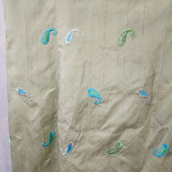 Laundry by Shelli Segal Silk Babydoll Dress 12 Embroidery Paisley Mint Vintage - Picture 2 of 16